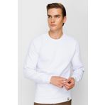 Erkek Beyaz Standart Bisiklet Yaka Sweatshirt
