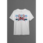 Erkek Beyaz T-Shirt Eldiven Blue Flag cm Punk Mavi Bayrak Fitness Spor Baskılı Tişört - 001-Beyaz - 2XL