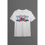 Erkek Beyaz T-shirt Eldiven Blue Flag CM Punk Mavi Bayrak Fitness Spor Baskılı Tişört Beyaz