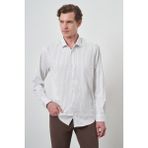 Erkek Beyaz Trend Çizgili Slim Fit Italyan Yaka Gömlek - XL