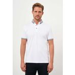 Erkek Beyaz Trend Merserize Düz Düğmeli Yaka Dynamic Fit T-Shirt