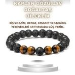 Erkek Bileklik Kaplan Gözü Ve Lav Taşı Doğal Taş Sevgiliye Doğum Günü Hediyesi