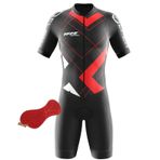 Erkek Bisiklet Skinsuit, Bisiklet Eğitimi için Kısa Kollu Tek Parça Bodysuit Yarış Bisikleti Üstü, Bisikletçi Giysileri, 3D Yastıklı, Nefes Alabilir, Hızlı Kuruyan Triatlon Takımı, P1, XXL