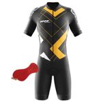 Erkek Bisiklet Skinsuit, Bisiklet Eğitimi için Kısa Kollu Tek Parça Bodysuit Yarış Bisikleti Üstü, Bisikletçi Giysileri, 3D Yastıklı, Nefes Alabilir, Hızlı Kuruyan Triatlon Takımı, P3, 5XL