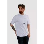 Erkek Bisiklet Yaka Baskılı Oversize Pamuklu Tişört 3064-Beyaz