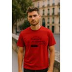 Erkek Bisiklet Yaka Baskılı Siyah T-Shirt - Nar Çiçeği