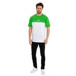 Erkek Bisiklet Yaka Blok Renkli Regular Fit Baskılı Tişört (Açık Yeşil, S)