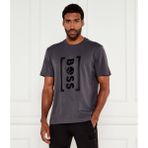 Erkek Bisiklet Yaka Boss Yazı Desen Kısa Kol Rahat Kesim Gri T-Shirt 50543905-027 - XL