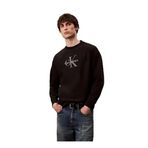 Erkek Bisiklet Yaka Büyük CK Desen Uzun Kol Pamuklu Regular Fit Siyah Sweatshirt LV04RD234G-UB1