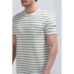 Erkek Bisiklet Yaka Cep Detaylı %100 Pamuklu Çizgili T-Shirt Yeşil - 26Y 4057 - XL