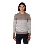 Erkek Bisiklet Yaka Çizgili Triko Kazak Slim Fit Kesimiyle Günlük Stilinize Şıklık Katıyor -Vizon-M