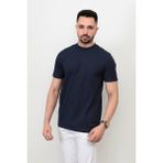 Erkek Bisiklet Yaka Etek Ucu Marka Detaylı Petek T-Shirt - Lacivert - XL