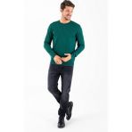 Erkek Bisiklet Yaka Fitilli Triko Kazak Yeşil - K-2602 - XL