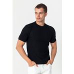 Erkek Bisiklet Yaka Kendinden Desenli Viscon Elit İplikten Triko T-Shirt