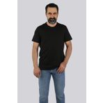 Erkek Bisiklet Yaka Kısa Kollu Tişört Siyah 3XL