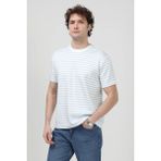 Erkek Bisiklet Yaka Modal Kumaş Çizgili T-Shirt Mavi - 26Y 1005 - 2XL