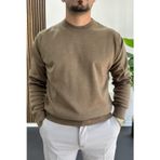 Erkek Bisiklet Yaka Normal Kalıp Kazak Kahverengi EDW410