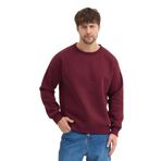 Erkek Bisiklet Yaka Oversize Sweatshirt Pamuklu Basic 3 İplik Şardonlu (Bordo, M)
