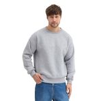 Erkek Bisiklet Yaka Oversize Sweatshirt Pamuklu Basic 3 İplik Şardonlu (Gri, L)