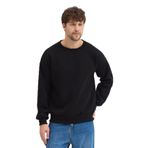 Erkek Bisiklet Yaka Oversize Sweatshirt Pamuklu Basic 3 İplik Şardonlu (Siyah, XL)
