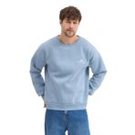 Erkek Bisiklet Yaka Şardonlu Sweatshirt Oversize 3 İplik Pamuklu Nakışlı (Mavi, 2XL)