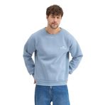 Erkek Bisiklet Yaka Şardonlu Sweatshirt Oversize 3 İplik Pamuklu Nakışlı (Mavi, L)