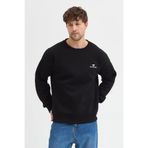 Erkek Bisiklet Yaka Şardonlu Sweatshirt Oversize 3 İplik Pamuklu Nakışlı (Siyah, M)