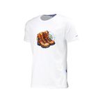 Erkek Bisiklet Yaka Standart Fit Bot Göğüs Baskılı Beyaz T-Shirt