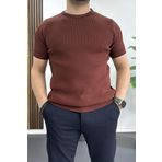 Erkek Bisiklet Yaka Triko Tişört Kiremit Edw233