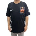 Erkek Bisiklet Yakalı Redbull Ktm Baskılı Kısa Kollu Siyah Tişört Ety-Ktmr