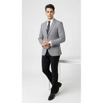 Erkek Blazer Ceket – İtalyan Kesim Ceket, Slim Fit Tek Düğmeli, Çift Yırtmaçlı Tam Astarlı Şık Klasik Model (Açık Füme, 64)