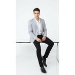 Erkek Blazer Ceket – İtalyan Kesim Ceket, Slim Fit Tek Düğmeli, Çift Yırtmaçlı Tam Astarlı Şık Klasik Model (Açık Gri, 52)
