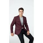 Erkek Blazer Ceket – İtalyan Kesim Ceket, Slim Fit Tek Düğmeli, Çift Yırtmaçlı Tam Astarlı Şık Klasik Model (Bordo, 54)