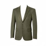 Erkek Blazer Ceket, Notch Yaka, Cep Detaylı, Slim Fit Kesim (HAKİ YEŞİL, 56)