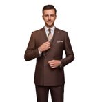 Erkek Blazer Ceket, Notch Yaka, Cep Detaylı, Slim Fit Kesim (KOYU KAHVERENGİ, 52)