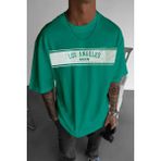 Erkek Bntn Yeşil City Of Angels Oversize Fit Bol Geniş Kalıp Salaş Kesim T-Shirt - Benetton Yeşili - XS