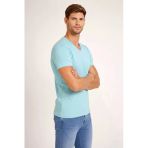 Erkek Body T-shirt V Yaka Slim Fit Likralı Kısa kol Tişört - Turkuvaz
