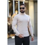 Erkek Boğazlı Slim Fit Kazak (Bej)