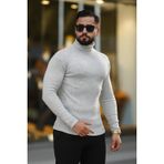 Erkek Boğazlı Slim Fit Kazak (Gri)