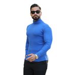 Erkek Boğazlı Slim Fit Kazak (İndigo)