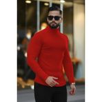 Erkek Boğazlı Slim Fit Kazak (Kırmızı)