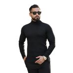 Erkek Boğazlı Slim Fit Kazak (Siyah)