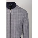 Erkek Bomber Ceket Taş Keten Karışım Slim Fit Ekose Kare Desenli Ribana İnce Astar Ceket NCS JEANS 4984 TAŞ 2XL