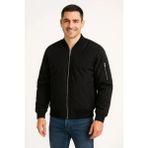 Erkek Bomber Mont Ceket – Fermuarlı, Kapitone Içi Astarlı, Su Itici Kumaş, Regular Fit, Uzun Kollu, Yandan Cepli, Bahar & Kış Rahat Günlük Stil - Siyah