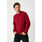 Erkek Bordo Basic Bisiklet Yaka Regular Fit Normal Kesim 2 İplik Sweatshirt
