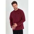 Erkek Bordo Çift Bisiklet Yaka Baskı Detaylı Standart Rahat Kesim Sweatshirt