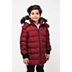 Erkek Bordo Çıkartılabilir Kapüşonlu Içi Kürklü Su ve Rüzgar Geçirmez Çoçuk Mont ve Kaban - 11 - 12 Yaş