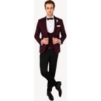 Erkek Bordo Çıkma Şal Yaka Slim Fit Damatlık - 60 / 6 - 6 Drop