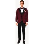 Erkek Bordo Kırlangıç Yaka Yelekli Slim Fit Desenli Damatlık - 56 / 6 - 6 Drop