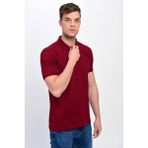 Erkek Bordo Polo Yaka Likralı T-Shirt T621 - 3XL
